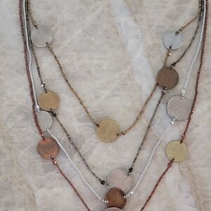 Elegant Multi-Color Coin Necklace